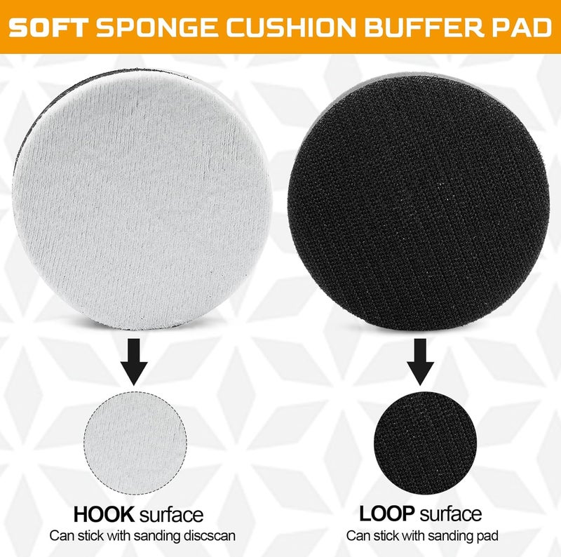 Uenhoy 5 Pack Hook and Loop Soft Foam Buffering Pads 3 Inch (75mm) Sponge Cushion Buffer Backing Pad Soft Interface Pads for 3" Sanding Pad - Image 3